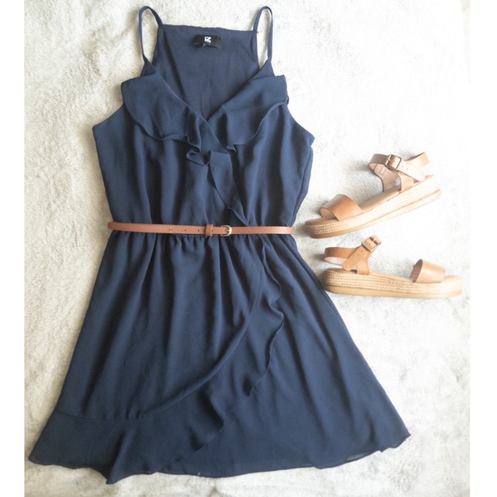 Navy Ruffled Dress